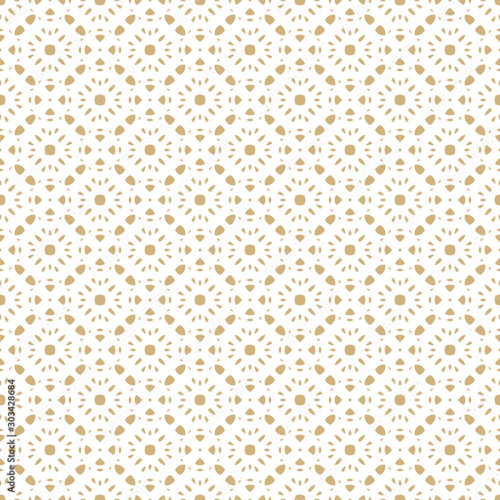 Golden vector seamless pattern in Arabian style. Gold and white floral ornament