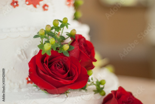 Close up of Rose on a Wedding Cake