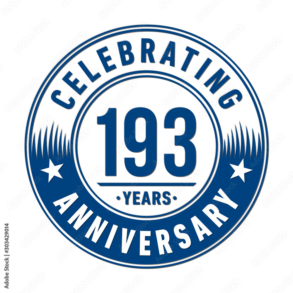 193 years anniversary celebration logo template. Vector and illustration.