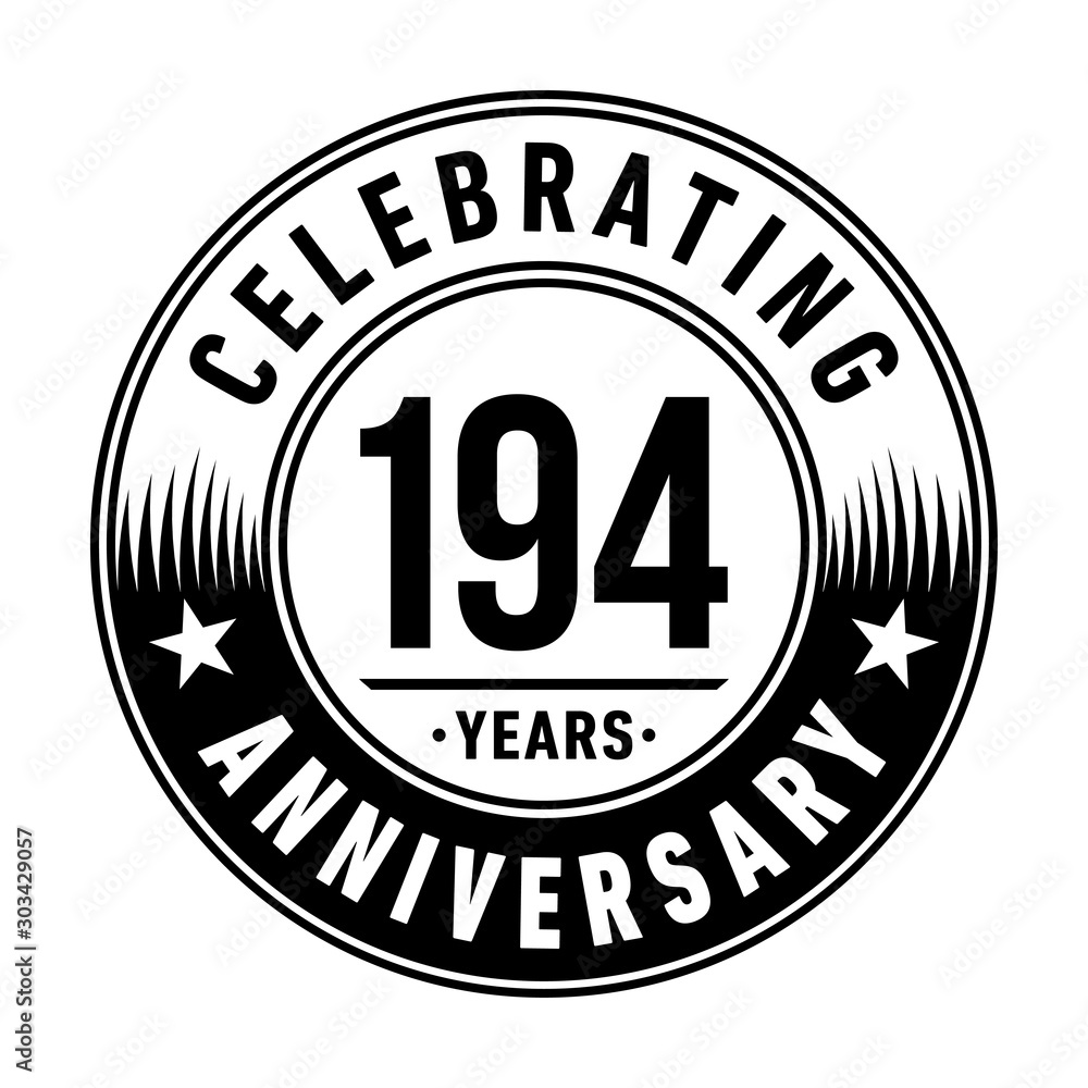 194 years anniversary celebration logo template. Vector and illustration.