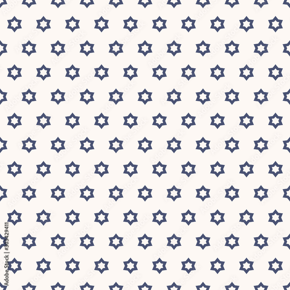 Vector geometric ornamental seamless pattern with stars. White and blue color Vector geometric ornamental seamless pattern with stars. White and blue color