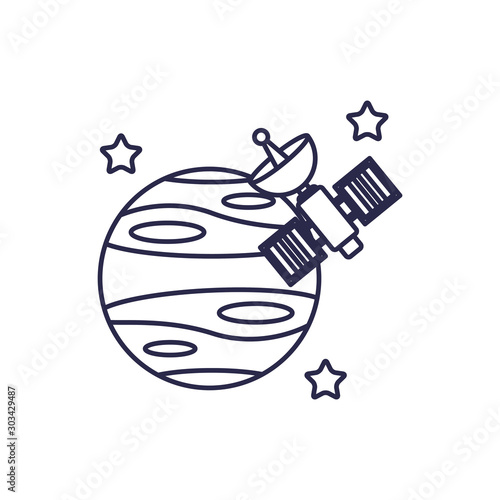 universe space satellite with planet line style icon