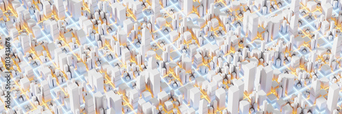 Techno mega city  urban and futuristic technology concepts  original 3d rendering