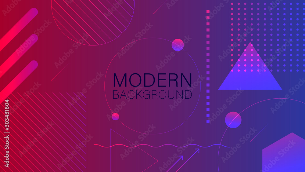 Modern gradient shapes triangle circle line red blue background. Use for modern design, cover, template, decorated, brochure,