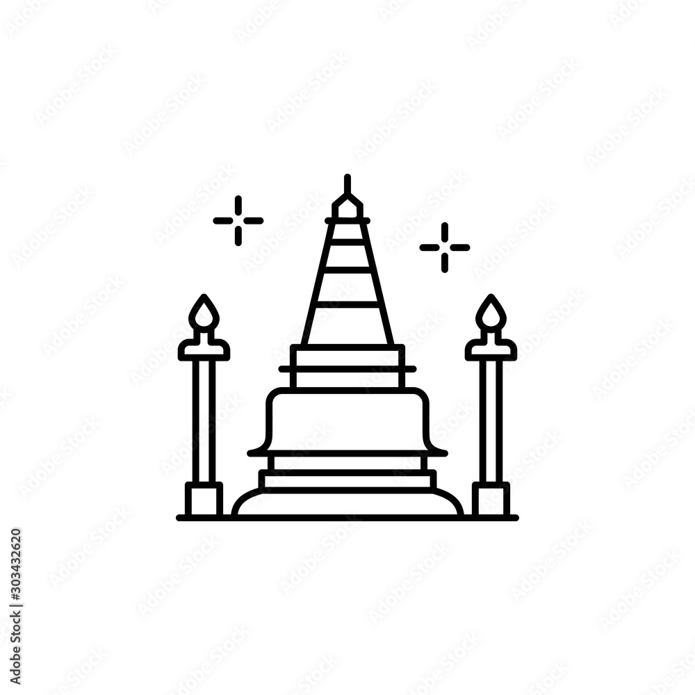 Tower monument icon. Simple line, outline vector of culture Thailand icons for ui and ux, website or mobile application Tower monument icon. Simple line, outline vector of culture Thailand icons for ui and ux, website or mobile application