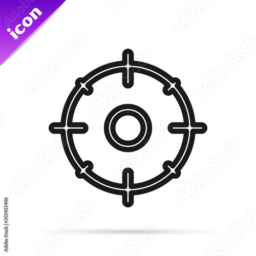 Black line Target sport for shooting competition icon isolated on white background. Clean target with numbers for shooting range or shooting. Vector Illustration