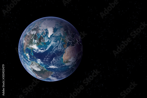 Planet earth from space on a dark background. Elements of this image were furnished by NASA.