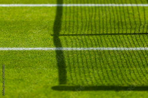 Obraz na plátne Tennis lawn Court, net grass and baseline