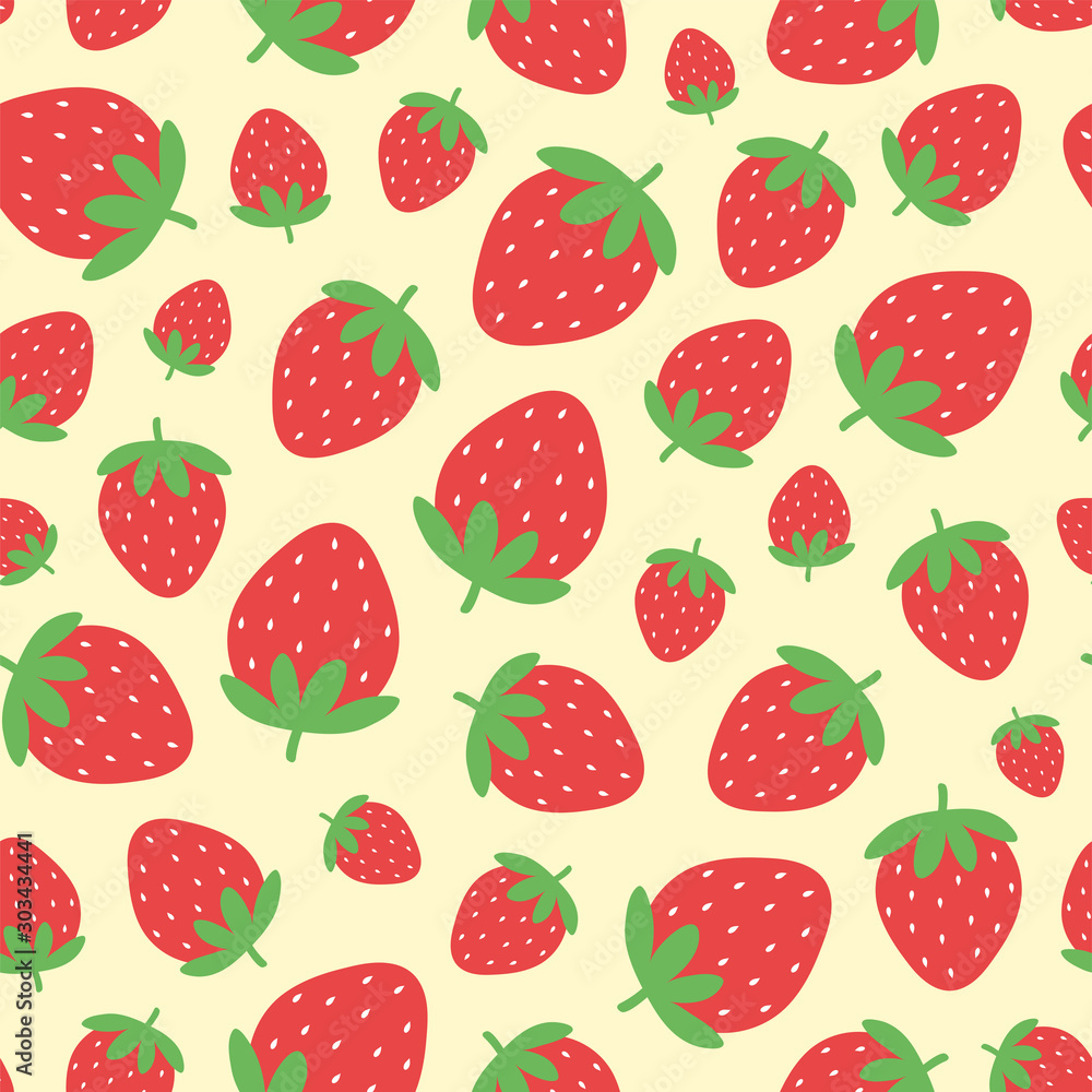 Strawberry pattern on yellow background Strawberry pattern on yellow background
