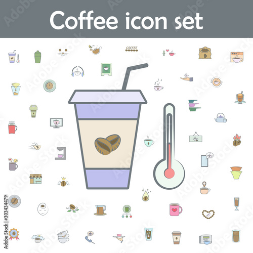 Hot coffee colored icon. Coffee icons universal set for web and mobile