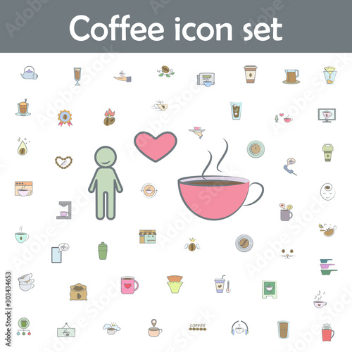 Lover of coffee colored icon. Coffee icons universal set for web and mobile
