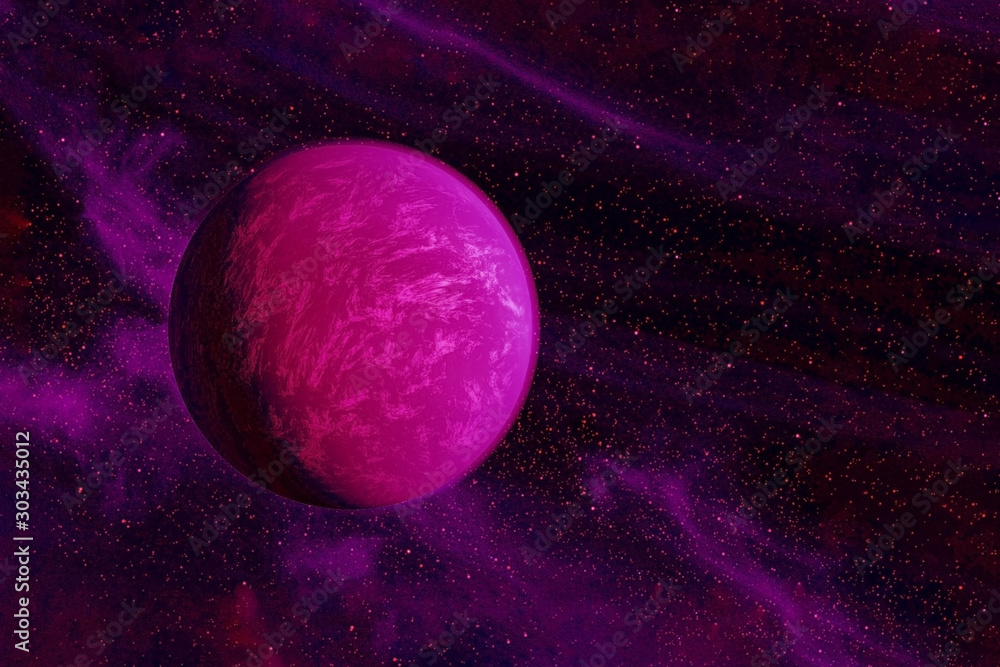 Fantastic planet in pink light. Elements of this image were furnished by NASA.