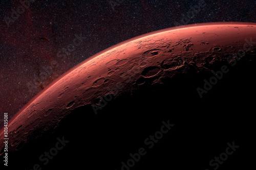 Red moon in the sunset rays. Elements of this image were furnished by NASA.