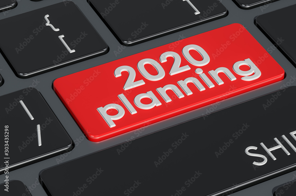 Fototapeta premium 2020 planning button on the keyboard, 3D rendering