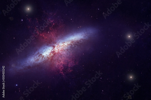 A beautiful distant galaxy with stars. Elements of this image were furnished by NASA.