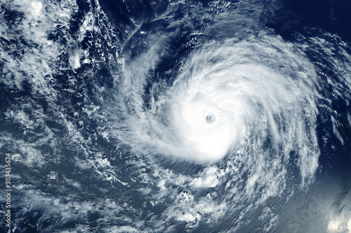 Typhoon from space near the coast. Elements of this image were furnished by NASA.