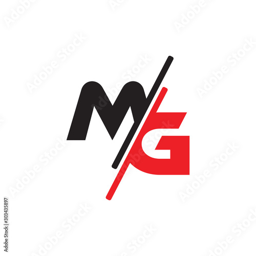 letter mg slice colorful logo vector