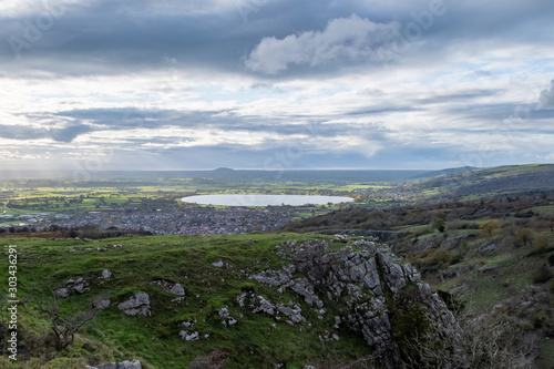 View from the top of Cheddar Gorge in Somerset. photo