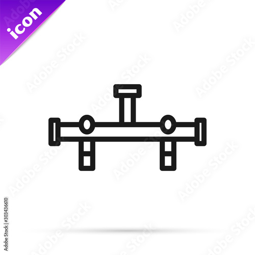 Black line Manifold icon isolated on white background. Vector Illustration