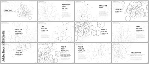 Presentation design vector templates, multipurpose template for presentation slide, flyer, brochure cover design, infographic report presentation. Digital business process automation concept vector.