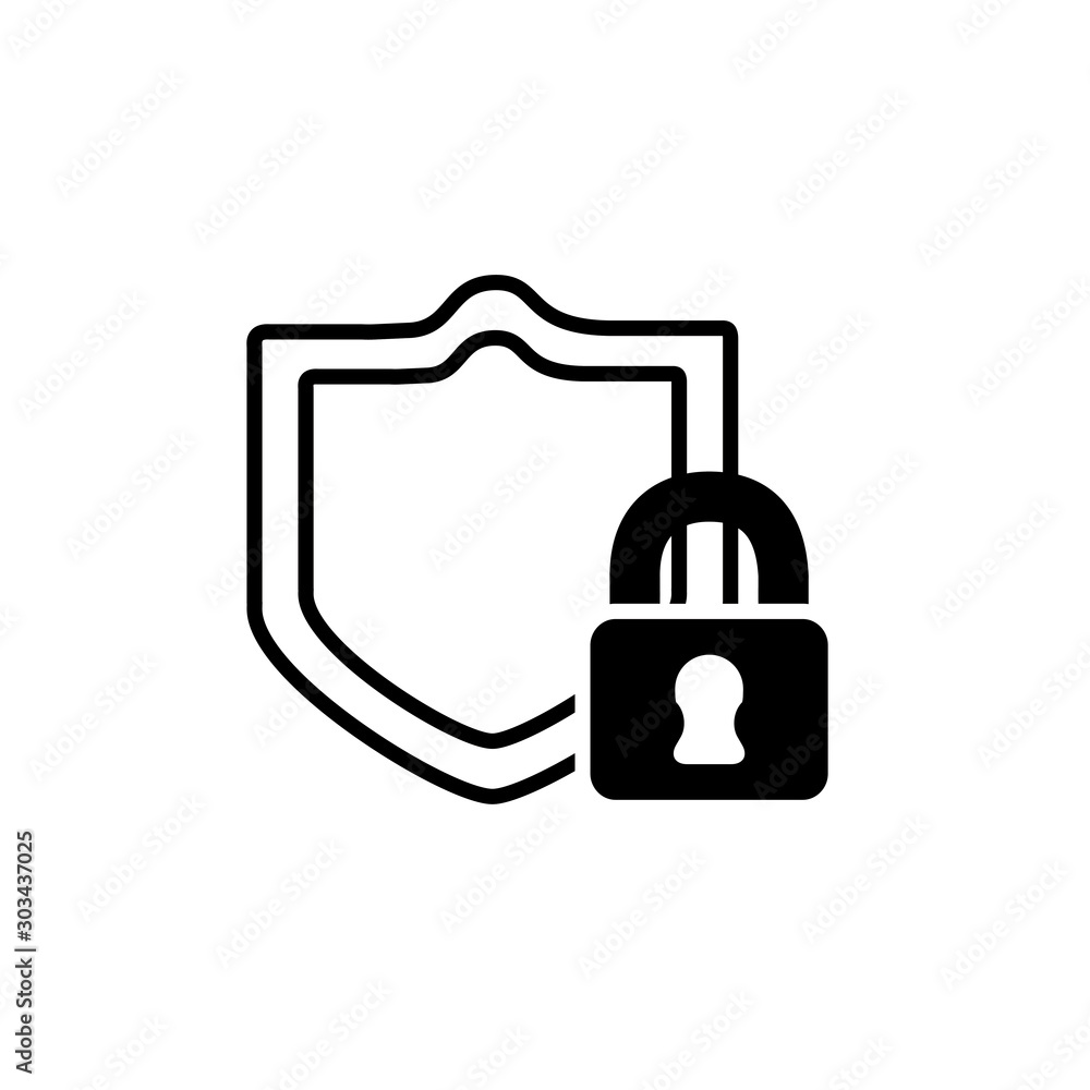 security shield with padlock line style icon security shield with padlock line style icon
