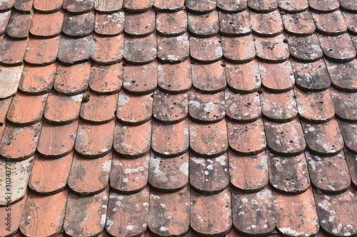 Old Weathered Terracotta Tiles on Roof  6949-042