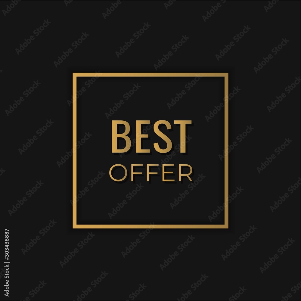 best offer banner. promotion black and gold banner design