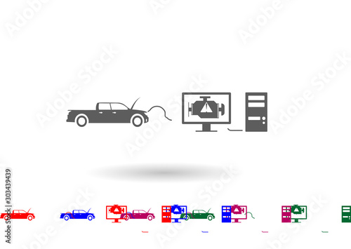 Computer diagnostics of a car multi color icon. Simple glyph, flat vector of car repear icons for ui and ux, website or mobile application