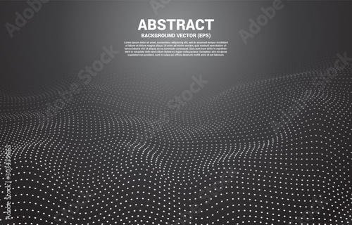 Black Digital Contour curve dot and line and wave with wireframe . Abstract Background for 3D Futuristic technology concept