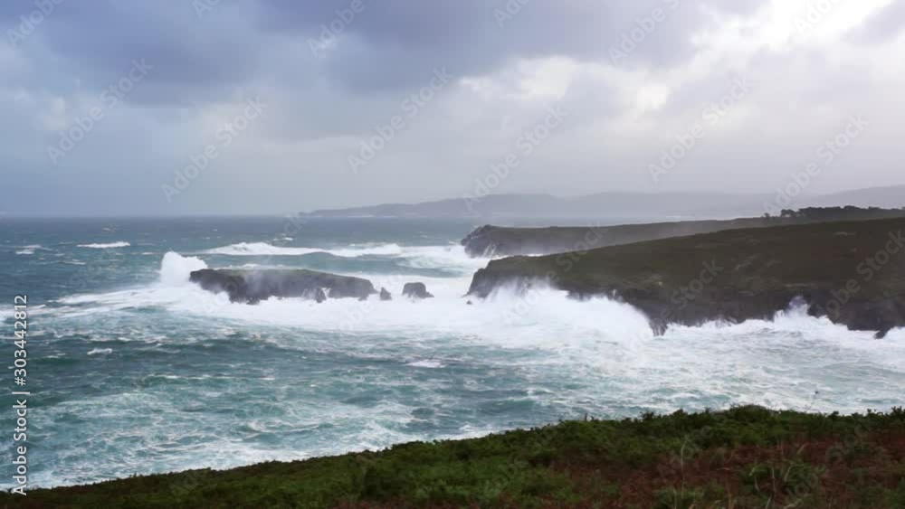 sea storm with waves of 12 meter on Galicia coast , Atlantic ocean , video hd footage sea storm with waves of 12 meter on Galicia coast , Atlantic ocean , video hd footage