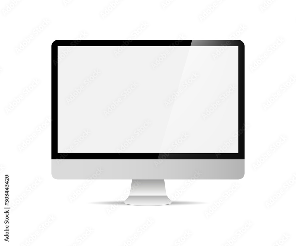 Computer display isolated in realistic design on white background. Modern flat screen computer monitor. Computer display isolated in realistic design on white background. Modern flat screen computer monitor.
