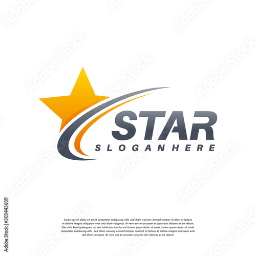 Elegant Star With Swoosh logo designs, Star Logo template icon vector