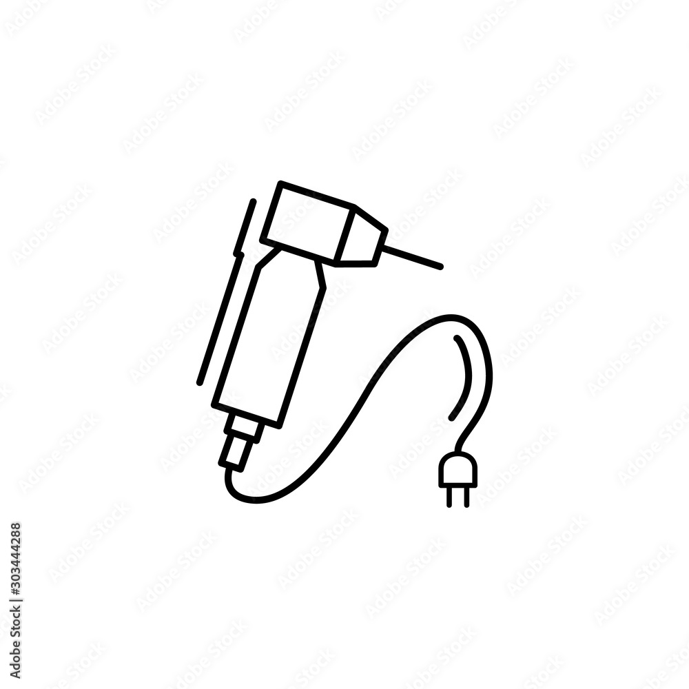 Drill tooth icon. Simple line, outline vector of dentistry icons for ui and ux, website or mobile application Drill tooth icon. Simple line, outline vector of dentistry icons for ui and ux, website or mobile application