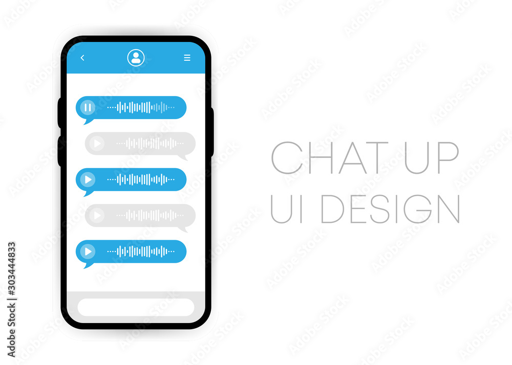 Voice messages icon on screen phone, event notification. Chat up. Vector illustration. Voice messages icon on screen phone, event notification. Chat up. Vector illustration.