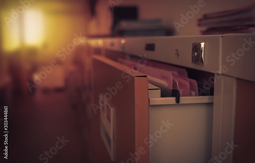 Fotografi Filing cabinet at office