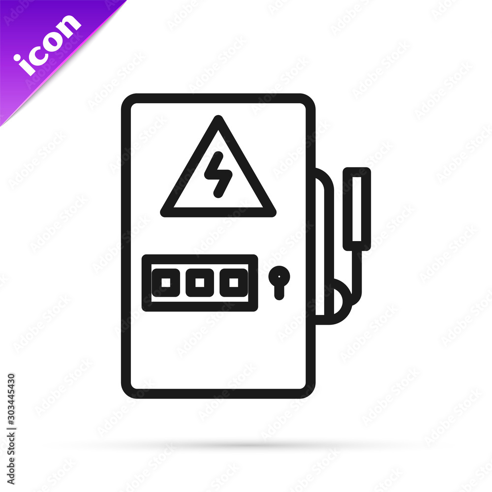 Black line Electrical panel icon isolated on white background. Vector ...