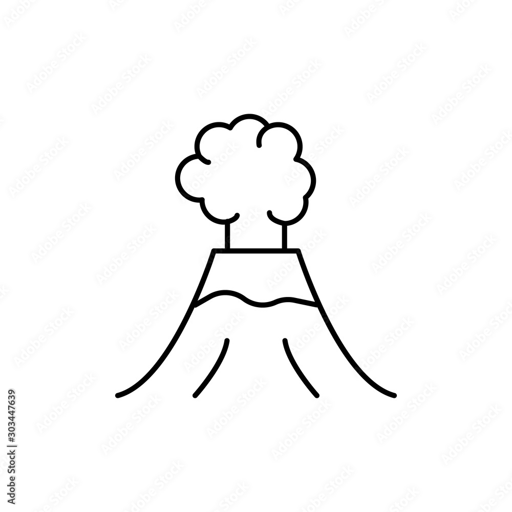 Volcano icon. Simple line, outline vector of air pollution icons for ui and ux, website or mobile application Volcano icon. Simple line, outline vector of air pollution icons for ui and ux, website or mobile application