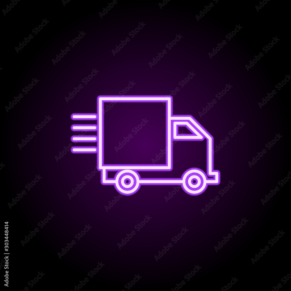 fast delivery neon icon. Simple thin line, outline vector of logistics icons for ui and ux, website or mobile application
