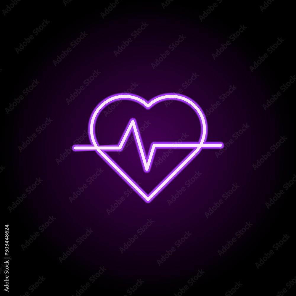Heart pulse neon icon. Simple thin line, outline vector of medical icons for ui and ux, website or mobile application Heart pulse neon icon. Simple thin line, outline vector of medical icons for ui and ux, website or mobile application