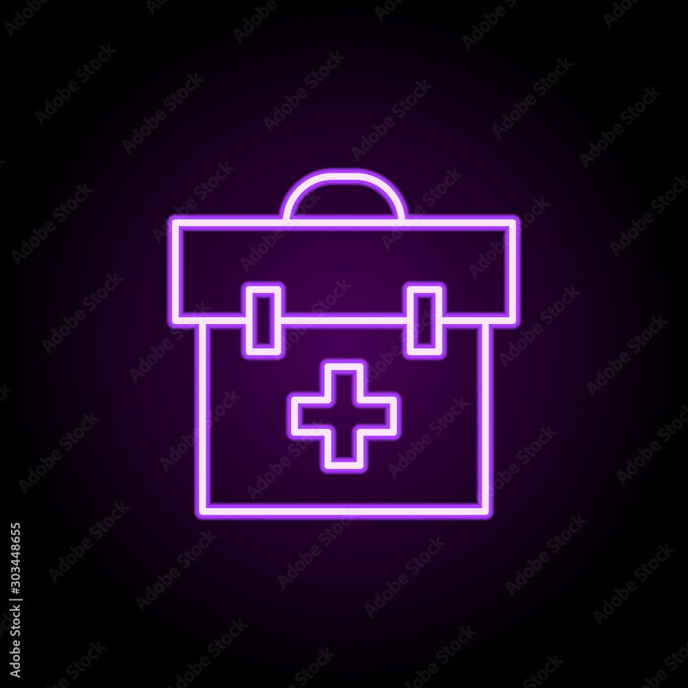 First and kit neon icon. Simple thin line, outline vector of medical icons for ui and ux, website or mobile application First and kit neon icon. Simple thin line, outline vector of medical icons for ui and ux, website or mobile application