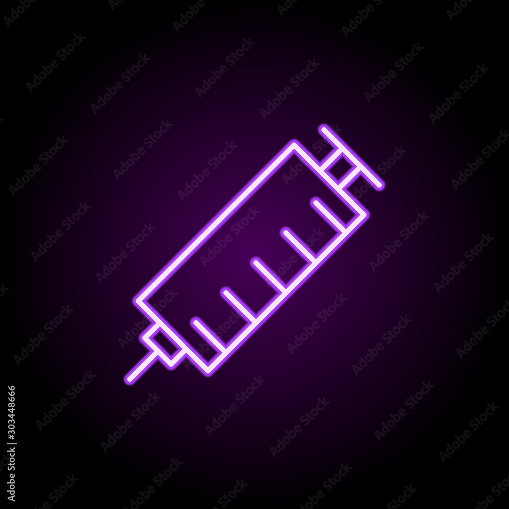 Syringe neon icon. Simple thin line, outline vector of medical icons for ui and ux, website or mobile application Syringe neon icon. Simple thin line, outline vector of medical icons for ui and ux, website or mobile application