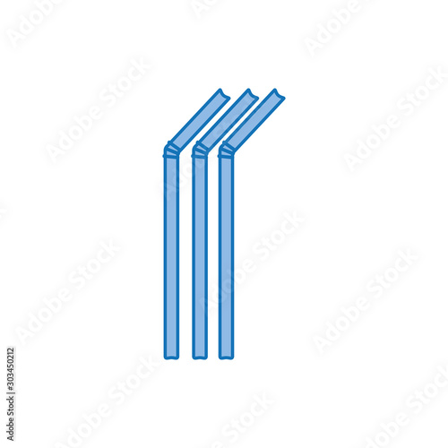 straws plastic fill icon blue