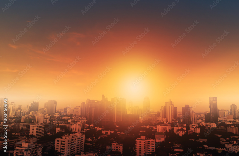Plakat city sunset