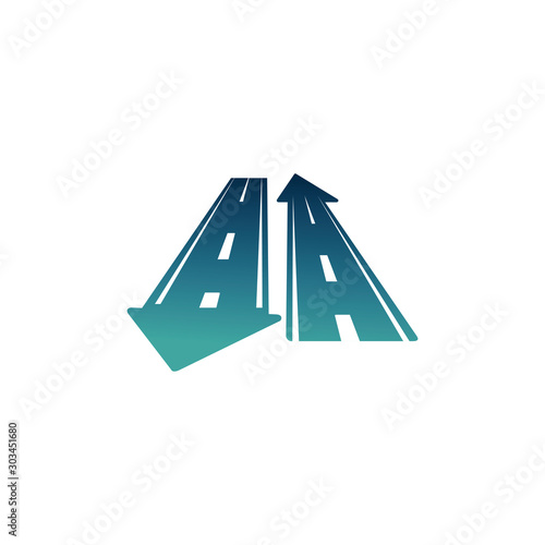 two way asphalt road gradient icon