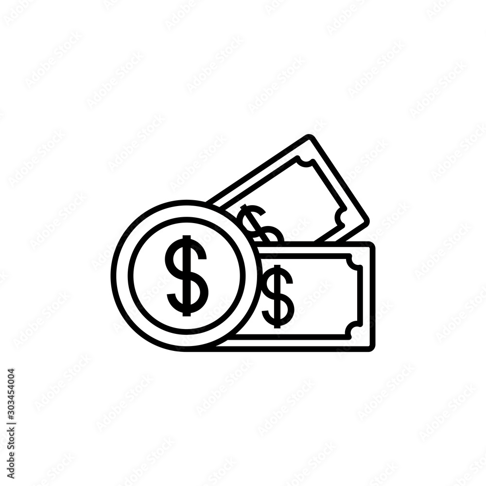 money commerce shopping line image icon money commerce shopping line image icon
