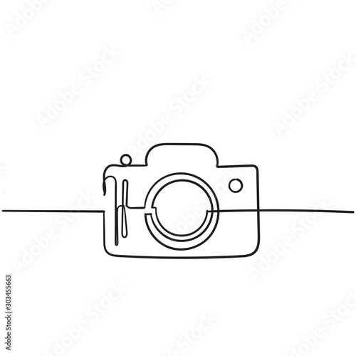 Photo camera vector icon with hand drawn doodle style isolated on white