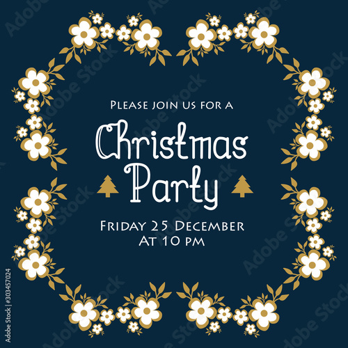 Floral background for greeting card of christmas party. Vector