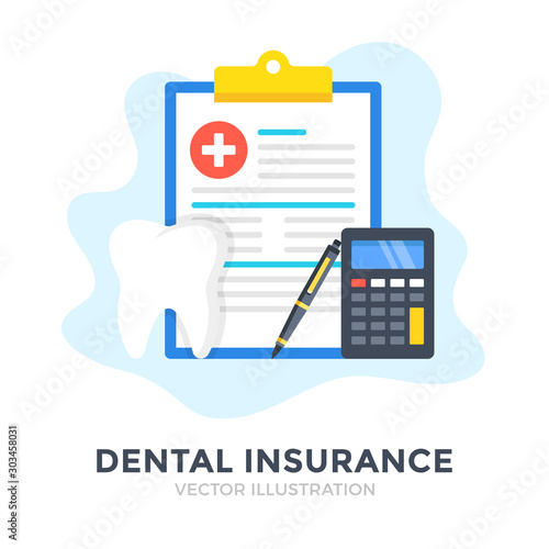 Dental insurance. Flat design. Claim form, dental benefits, health insurance concepts. Vector illustration