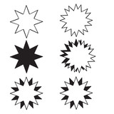 Star icons. Sparkles, shining burst. Vector symbols star with hand drawn doodle line art style isolated on white background