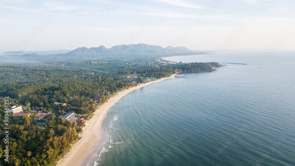 Top view of Thung Wua Laen Beach, chumphon